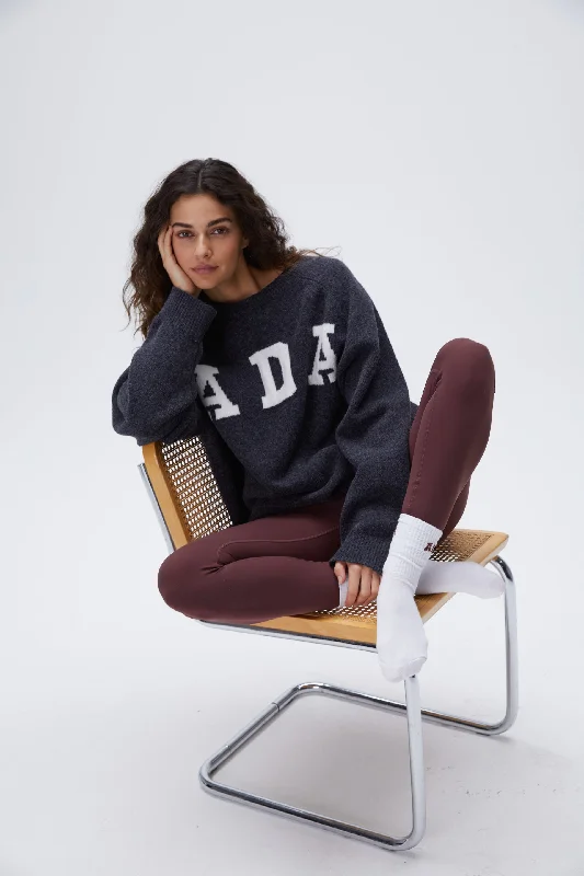 ADA Oversized Knit Sweatshirt - Dark Grey/Cream