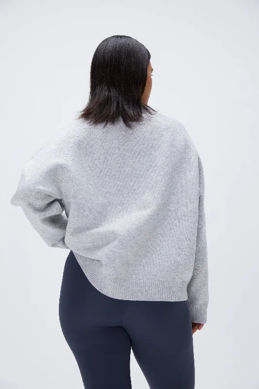 ADA Oversized Knit Sweatshirt - Light Grey Melange/Cream