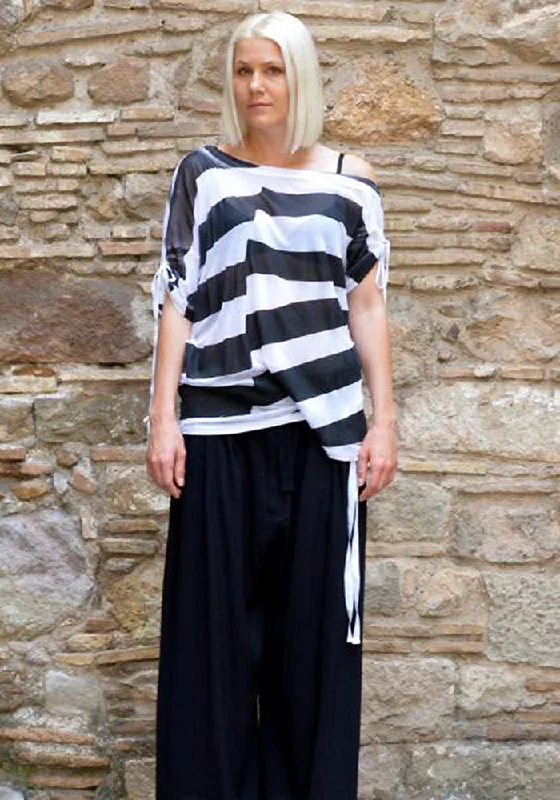 ANN DEMEULEMEESTER TRISH OVERSIZE STRIPE T-SHIRT WHITE/BLACK