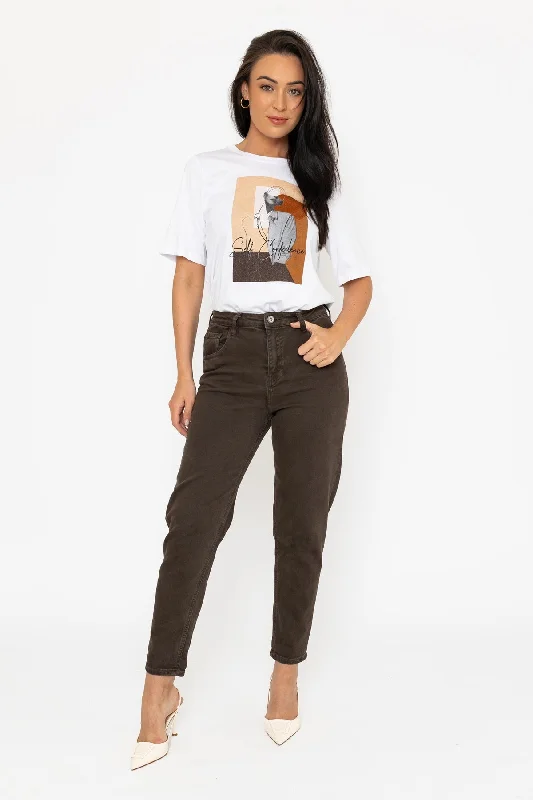 Brown High Waisted Mom Jeans