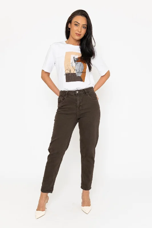 Brown High Waisted Mom Jeans