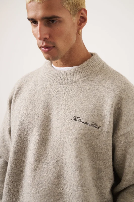 COUTURE SCRIPT KNITTED CREW - GREY