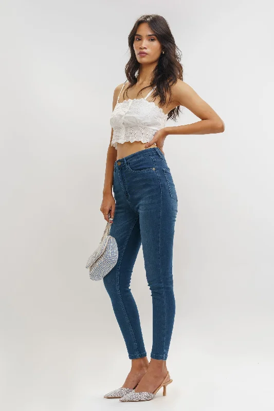 Dark Blue High Waist Skinny Jeans