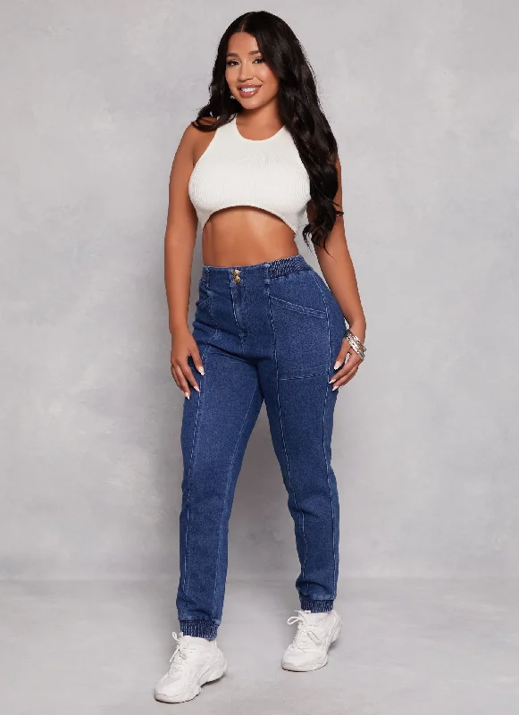 Haute Monde Elastic Waist Denim Joggers