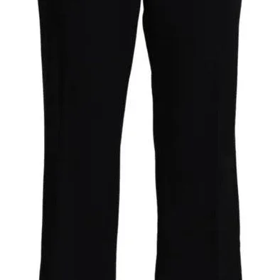 Dolce & Gabbana Black Wool Stretch Cropped Capri Trouser Pants