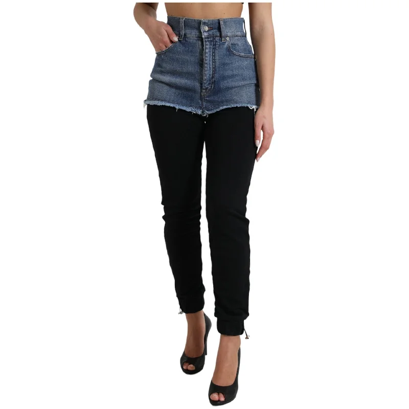 Dolce & Gabbana Chic High Waist Skinny Pants with Denim Shorts