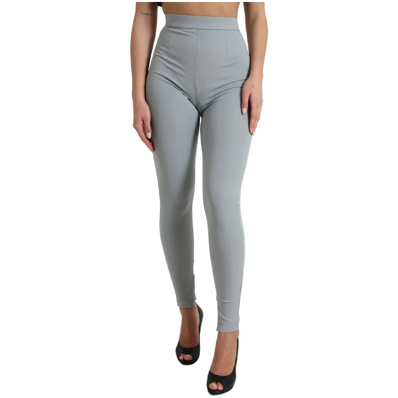 Dolce & Gabbana Elegant High Waist Leggings in Gray