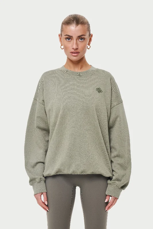 EMBLEM OVERSIZED SWEATSHIRT - KHAKI