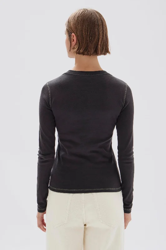 Evelyn Contrast Stitch Long Sleeve Tee