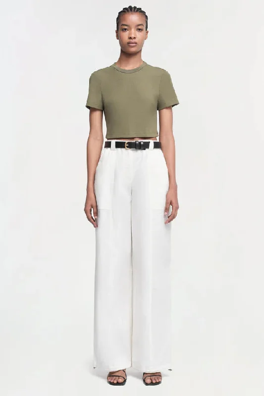 Jonathan Simkhai CInta Cropped Tee Army Green