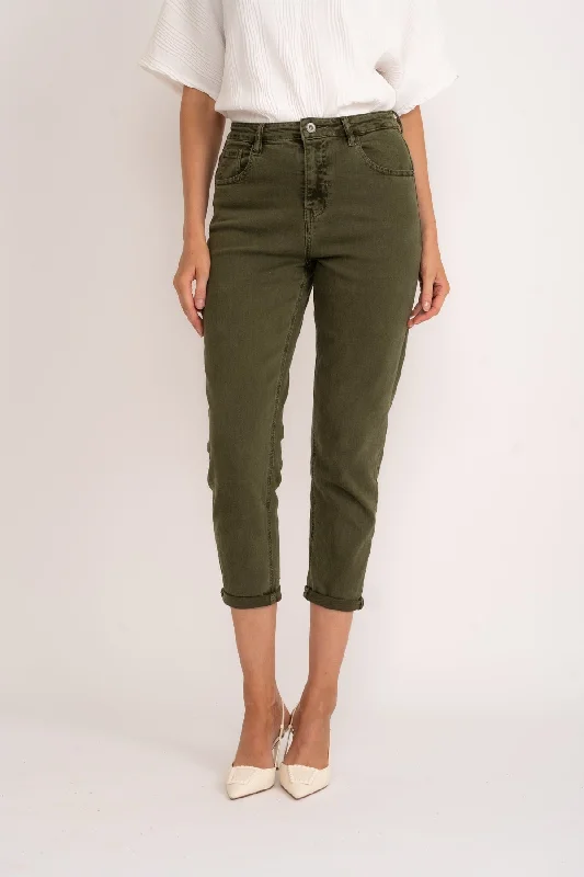 Khaki High Waisted Mom Jeans