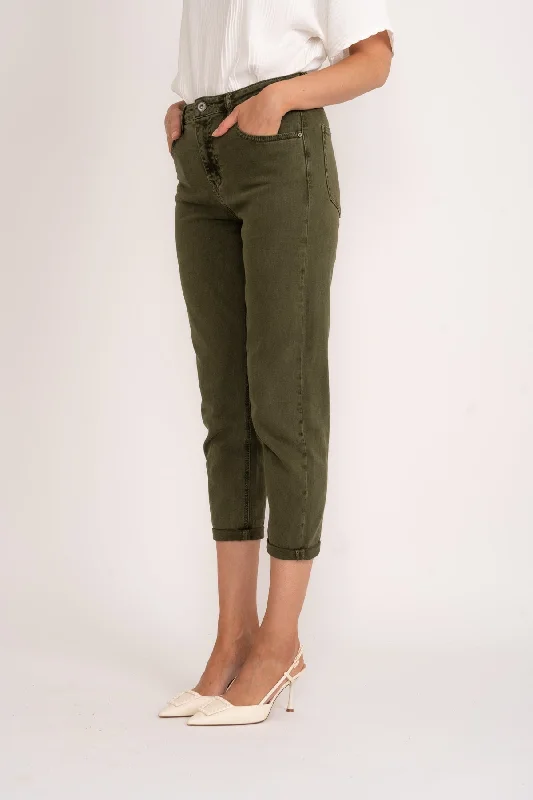 Khaki High Waisted Mom Jeans