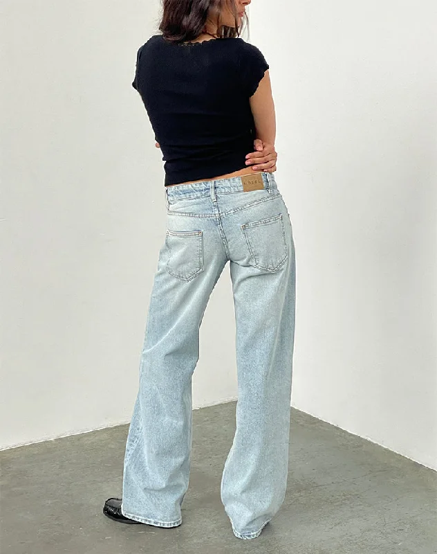 Low Rise Parallel Jeans In Extreme Light Wash Blue