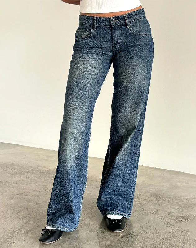 Low Rise Parallel Jeans in Steel Blue