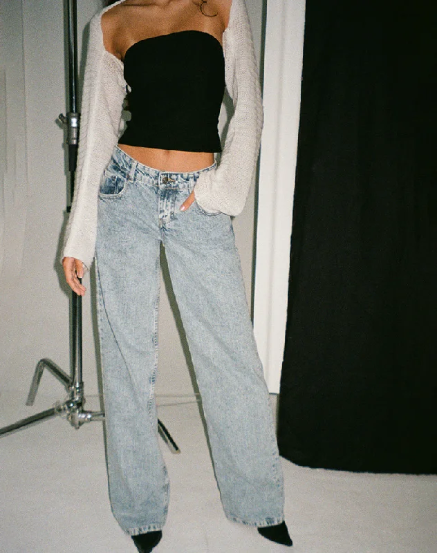 Low Rise Parallel Jeans in 80s Light Blue Wash