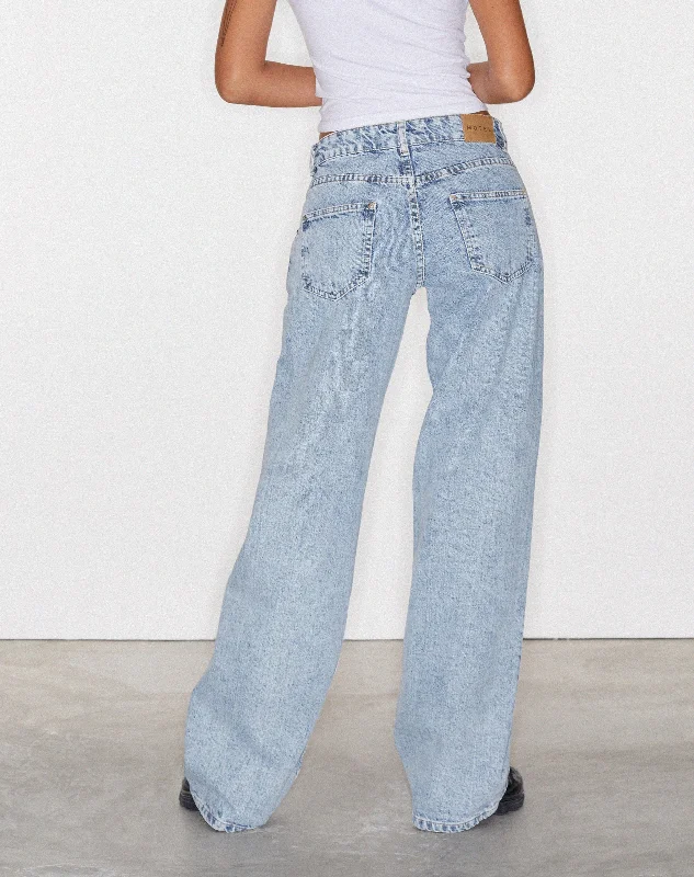 Low Rise Parallel Jeans in 80s Light Blue Wash