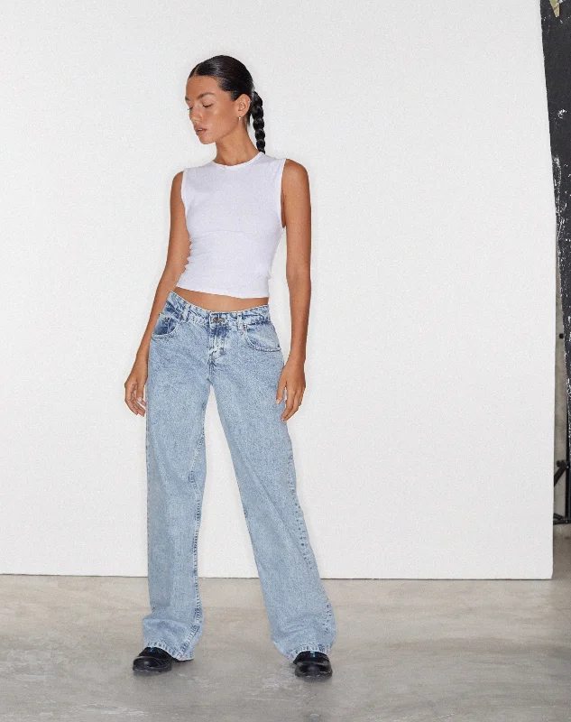 Low Rise Parallel Jeans in 80s Light Blue Wash