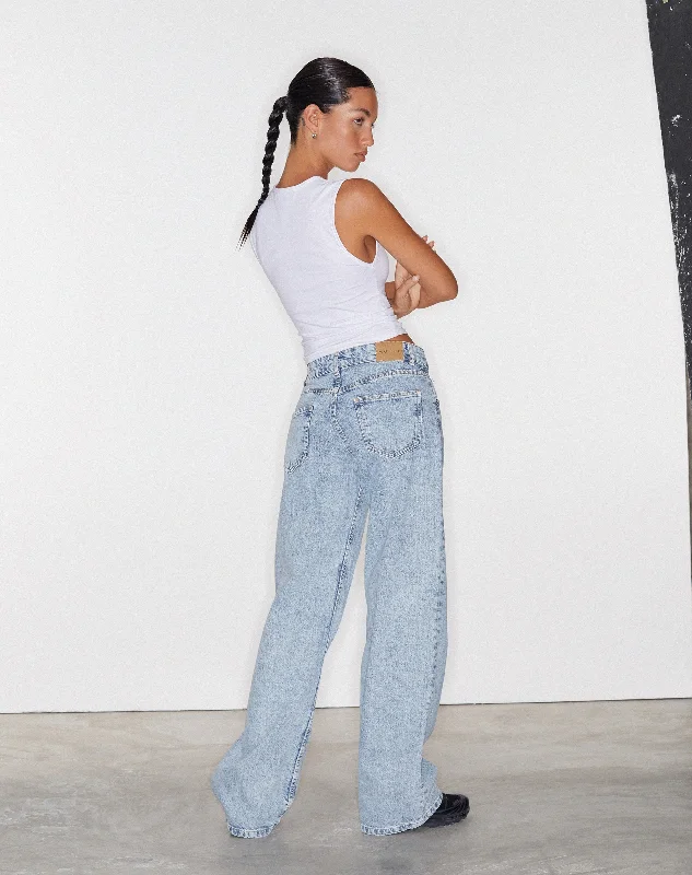 Low Rise Parallel Jeans in 80s Light Blue Wash