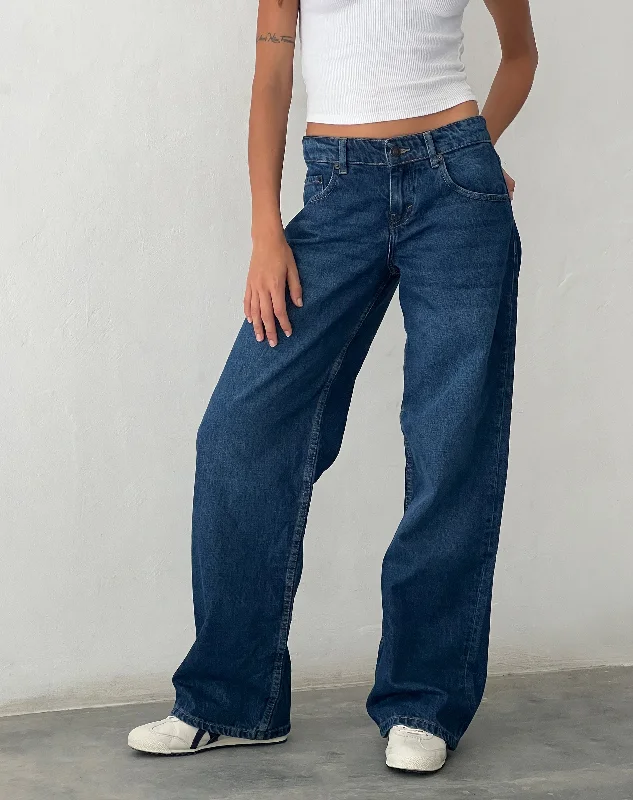 Low Rise Parallel Jeans in Mid Blue Used