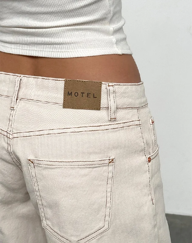 Low Rise Parallel Jeans in Off White