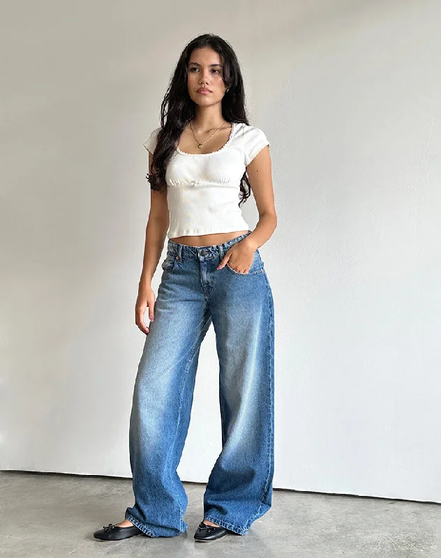 Roomy Extra Wide Low Rise Jeans in Marine Blue Wash