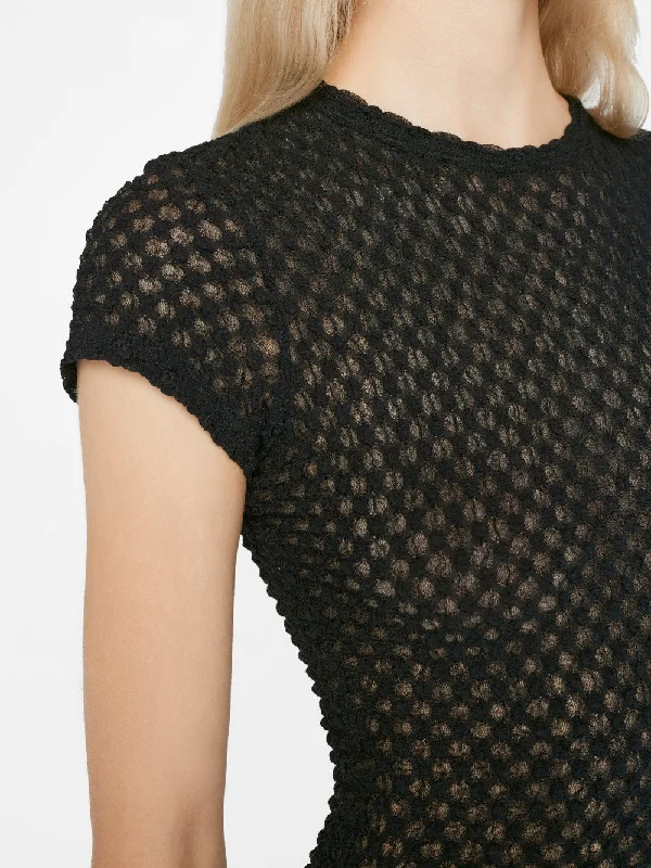 Mesh Lace Baby Tee -- Noir