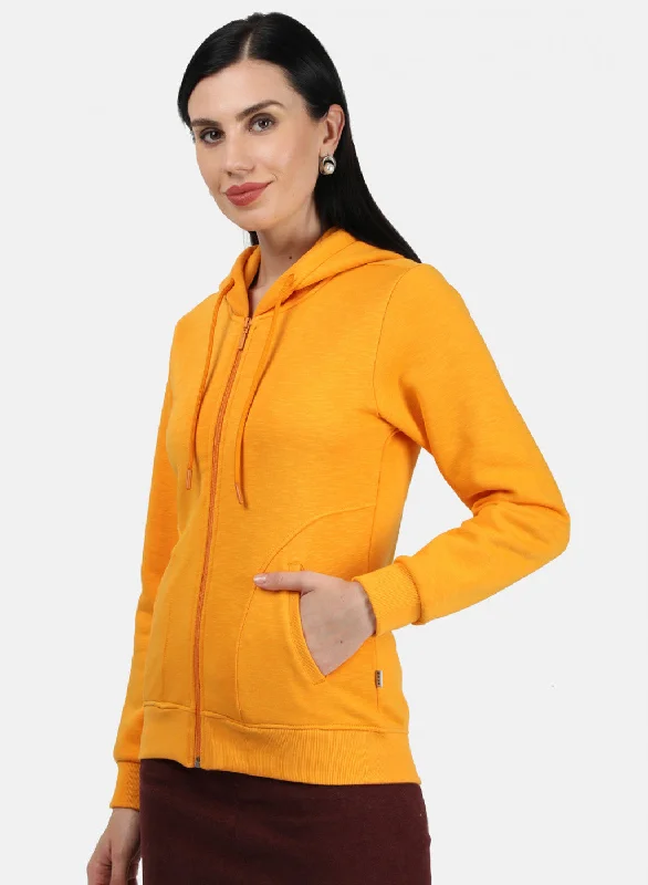 Women Mustard Plain Sweatshirt