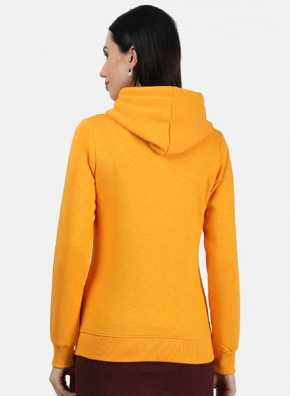 Women Mustard Plain Sweatshirt