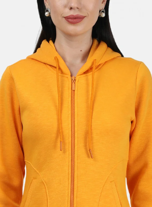 Women Mustard Plain Sweatshirt