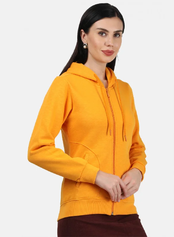 Women Mustard Plain Sweatshirt