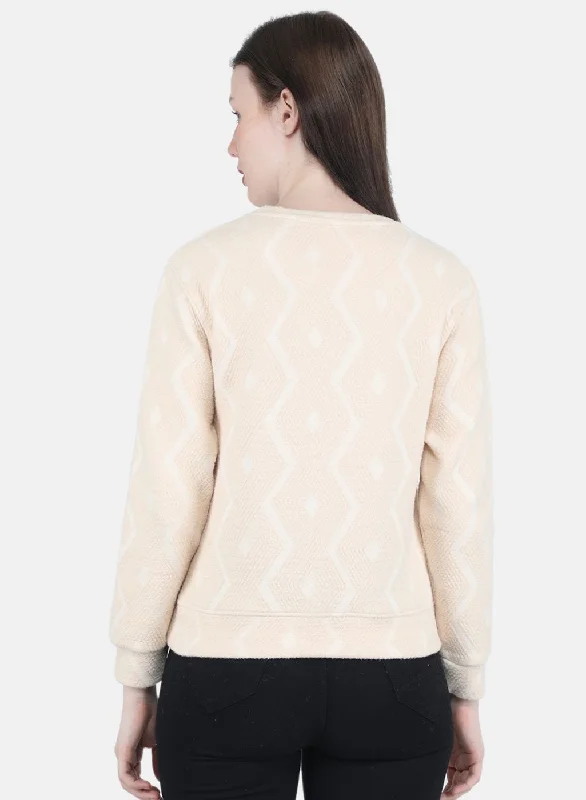 Women Beige Jaquard Sweatshirt