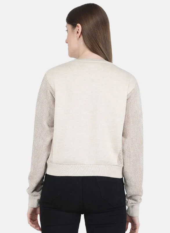 Women Beige Printed Sweatshirt