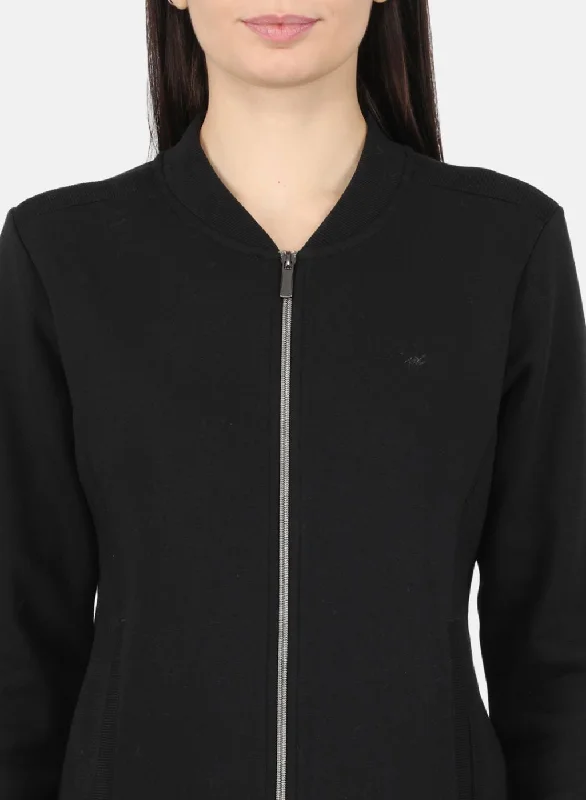 Women Black Solid Sweatshirt