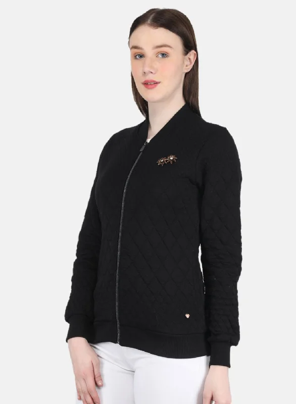 Women Black Zig-Zag Sweatshirt