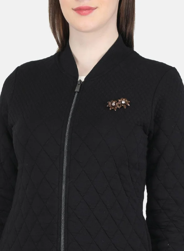 Women Black Zig-Zag Sweatshirt