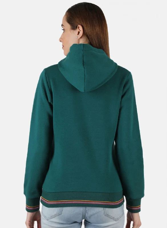 Women Green Embroidered Sweatshirt