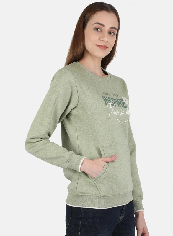 Women Green Printed Sweatshirt