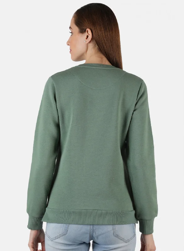 Women Green Printed Sweatshirt