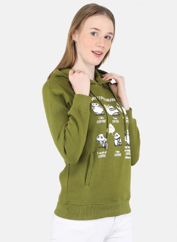 Women Green Printed Sweatshirt