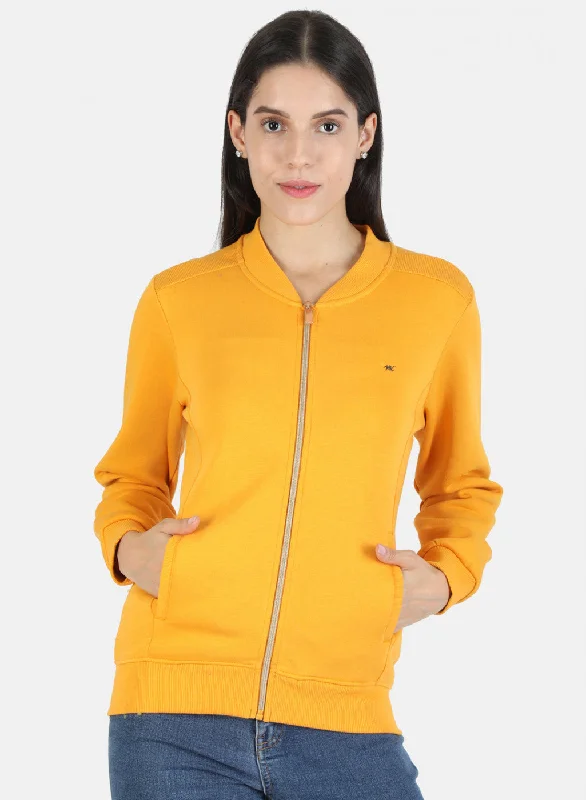 Women Mustard Solid Sweatshirt