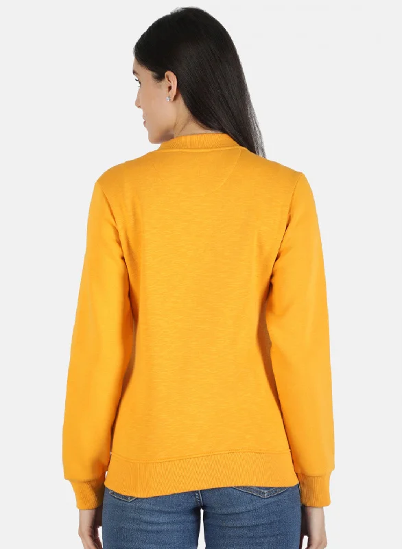 Women Mustard Solid Sweatshirt