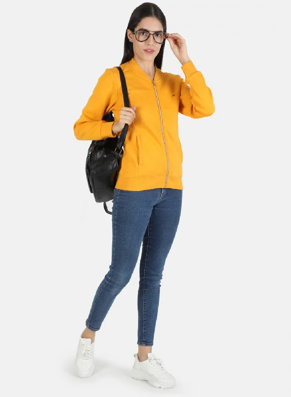 Women Mustard Solid Sweatshirt