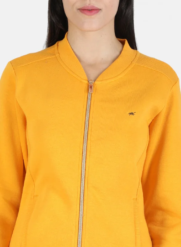 Women Mustard Solid Sweatshirt