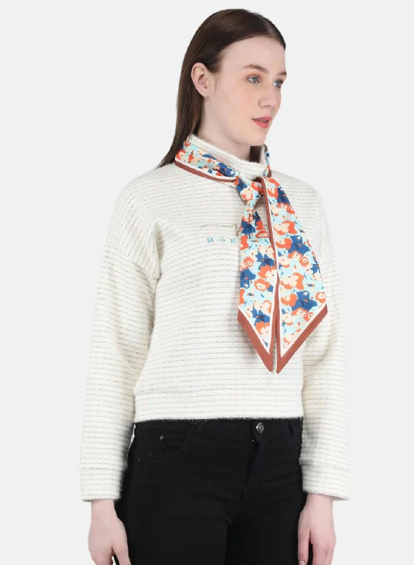 Women Off White Embroidered Sweatshirt