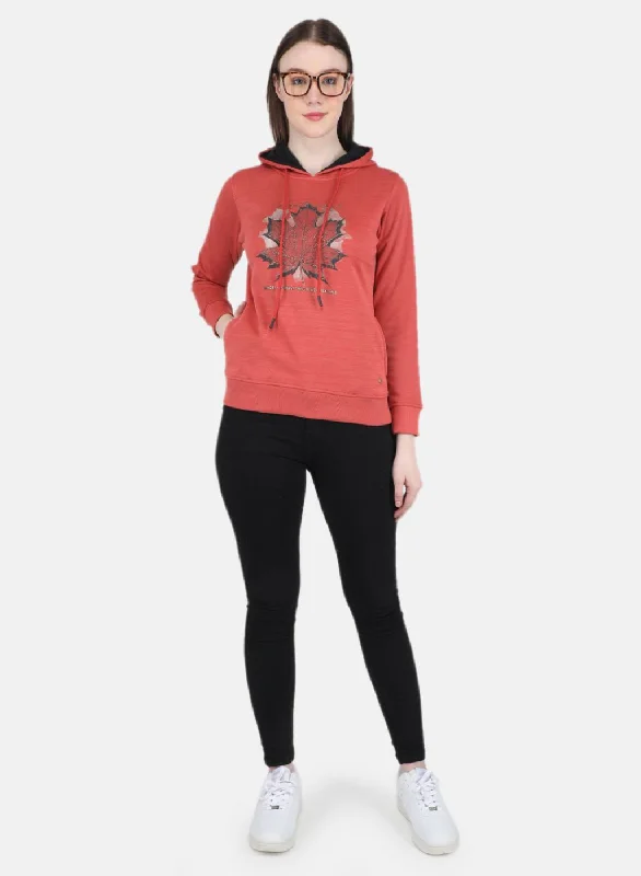 Women Orange Printed Sweatshirt