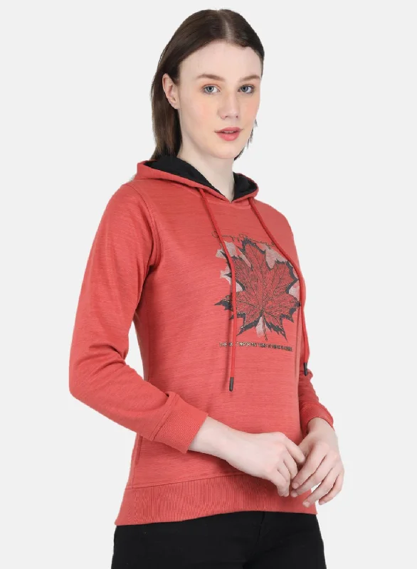 Women Orange Printed Sweatshirt