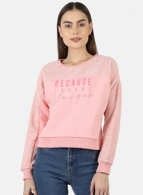 Women Pink Embroidered Sweatshirt