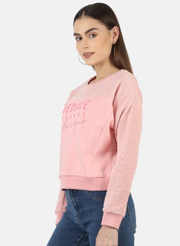 Women Pink Embroidered Sweatshirt