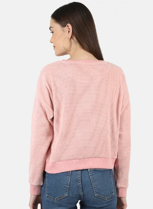 Women Pink Embroidered Sweatshirt