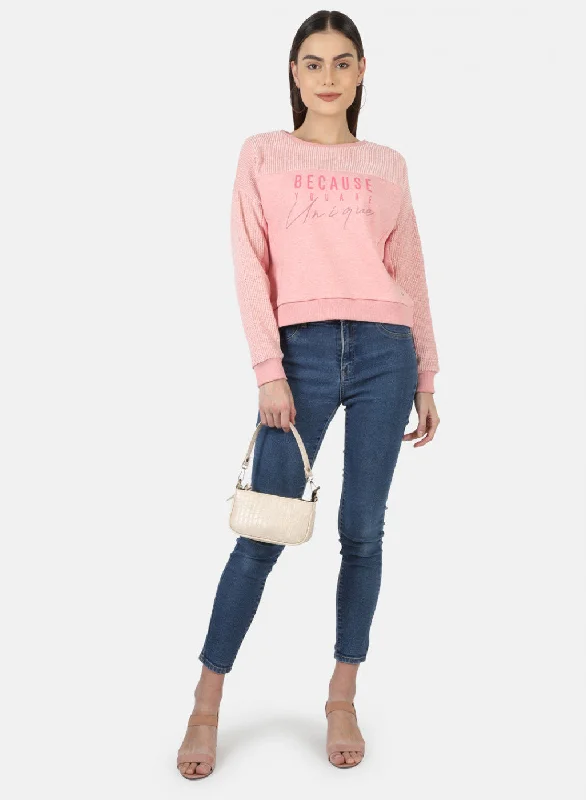 Women Pink Embroidered Sweatshirt